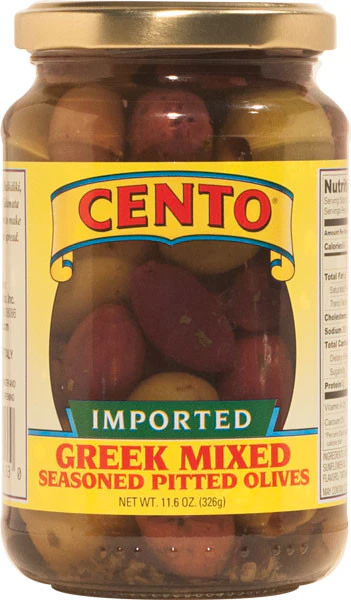 Cento Imported Greek Seasoned Pitted Olives 11.6 OZ